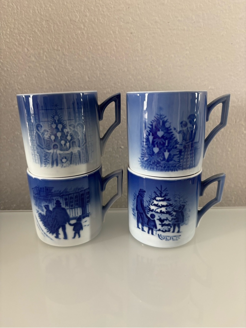 Vintage Royal Copenhagen Christmas Small Mug 79 80 81 83 Blue White Espresso Cup